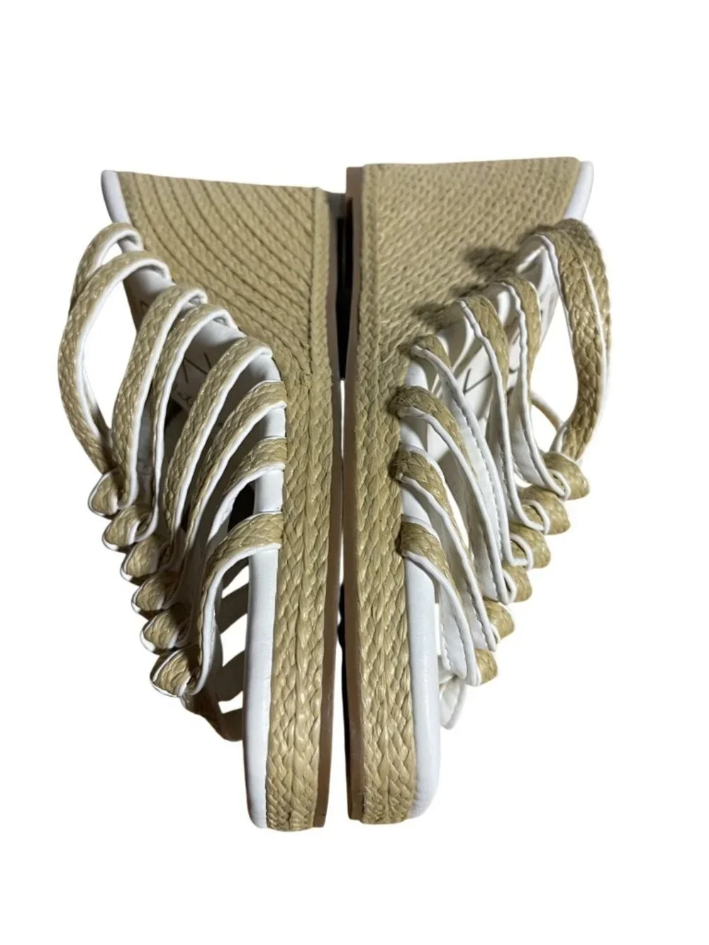 Beach by Matisse Laney Wedge Sandals White Braided Raffia Strappy Square Toe 9